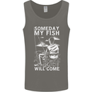 My Fish Will Come Funny Fishing Fisherman Mens Vest Tank Top Charcoal