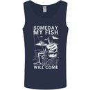 My Fish Will Come Funny Fishing Fisherman Mens Vest Tank Top Navy Blue