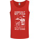 My Fish Will Come Funny Fishing Fisherman Mens Vest Tank Top Red