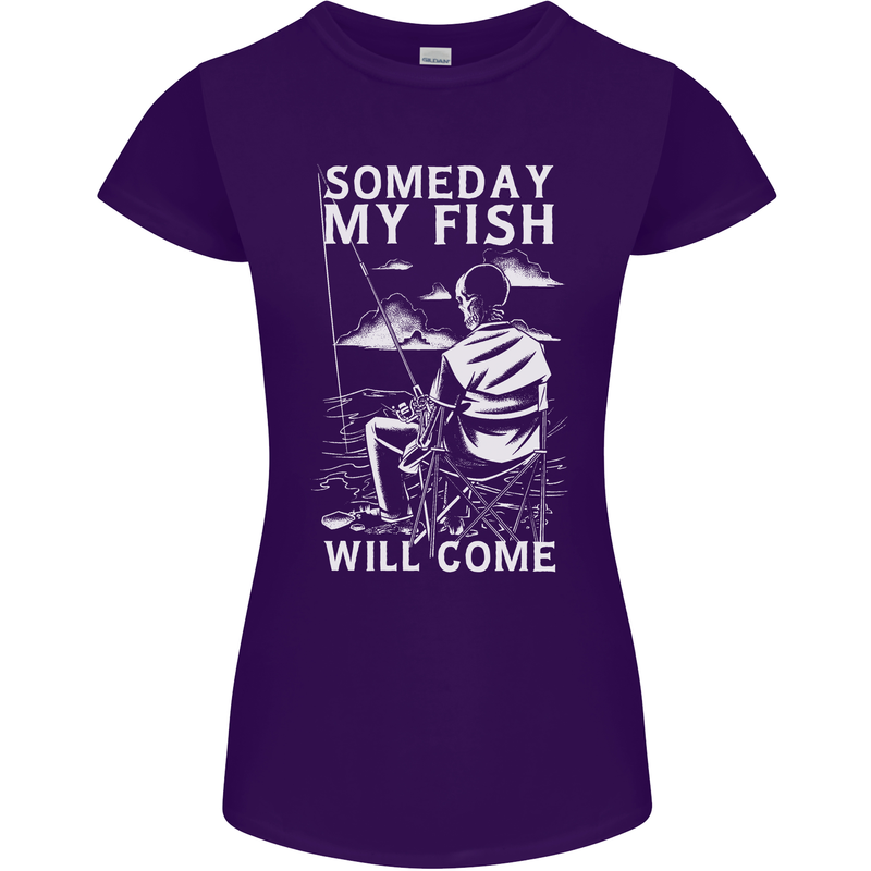 My Fish Will Come Funny Fishing Fisherman Womens Petite Cut T-Shirt Purple