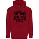 My Girlfriend Says I Never Funny Slogan Childrens Kids Hoodie Red