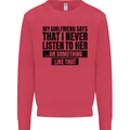 My Girlfriend Says I Never Funny Slogan Kids Sweatshirt Jumper Heliconia