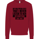 My Girlfriend Says I Never Funny Slogan Kids Sweatshirt Jumper Red