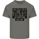 My Girlfriend Says I Never Funny Slogan Kids T-Shirt Childrens Charcoal