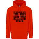 My Girlfriend Says I Never Funny Slogan Mens 80% Cotton Hoodie Bright Red