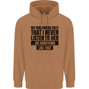 My Girlfriend Says I Never Funny Slogan Mens 80% Cotton Hoodie Caramel Latte