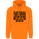 My Girlfriend Says I Never Funny Slogan Mens 80% Cotton Hoodie Orange