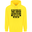 My Girlfriend Says I Never Funny Slogan Mens 80% Cotton Hoodie Yellow