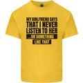 My Girlfriend Says I Never Funny Slogan Mens Cotton T-Shirt Tee Top Yellow