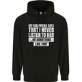 My Girlfriend Says I Never Listen Funny Childrens Kids Hoodie Black