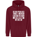 My Girlfriend Says I Never Listen Funny Childrens Kids Hoodie Maroon