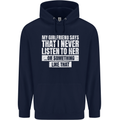 My Girlfriend Says I Never Listen Funny Childrens Kids Hoodie Navy Blue
