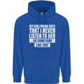 My Girlfriend Says I Never Listen Funny Childrens Kids Hoodie Royal Blue
