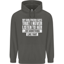 My Girlfriend Says I Never Listen Funny Childrens Kids Hoodie Storm Grey