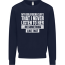 My Girlfriend Says I Never Listen Funny Kids Sweatshirt Jumper Navy Blue