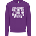My Girlfriend Says I Never Listen Funny Kids Sweatshirt Jumper Purple