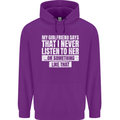My Girlfriend Says I Never Listen Funny Mens 80% Cotton Hoodie Purple
