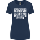 My Girlfriend Says I Never Listen Funny Womens Wider Cut T-Shirt Navy Blue