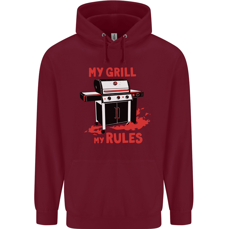 My Grill My Rules Funny BBQ Childrens Kids Hoodie Maroon