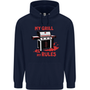 My Grill My Rules Funny BBQ Childrens Kids Hoodie Navy Blue