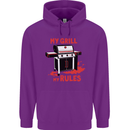My Grill My Rules Funny BBQ Childrens Kids Hoodie Purple
