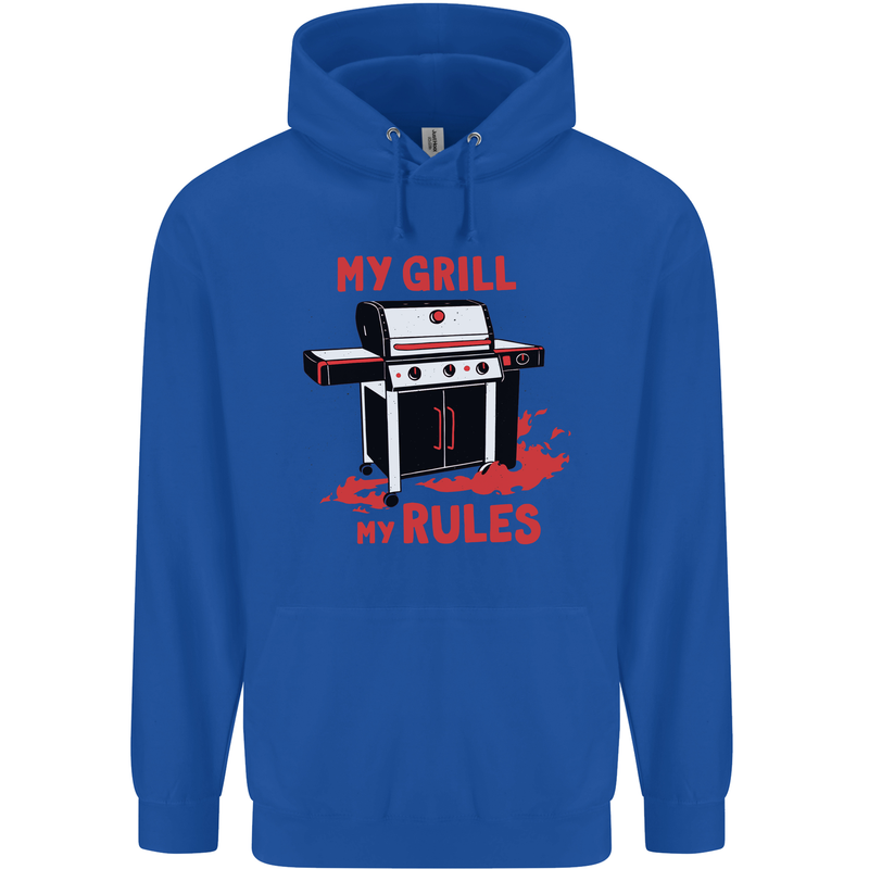 My Grill My Rules Funny BBQ Childrens Kids Hoodie Royal Blue