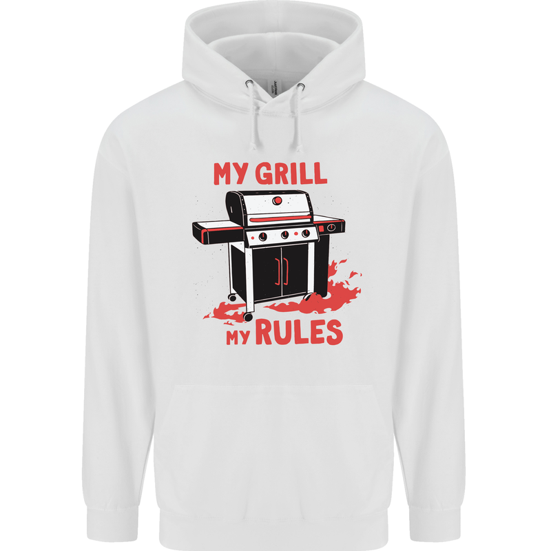My Grill My Rules Funny BBQ Childrens Kids Hoodie White