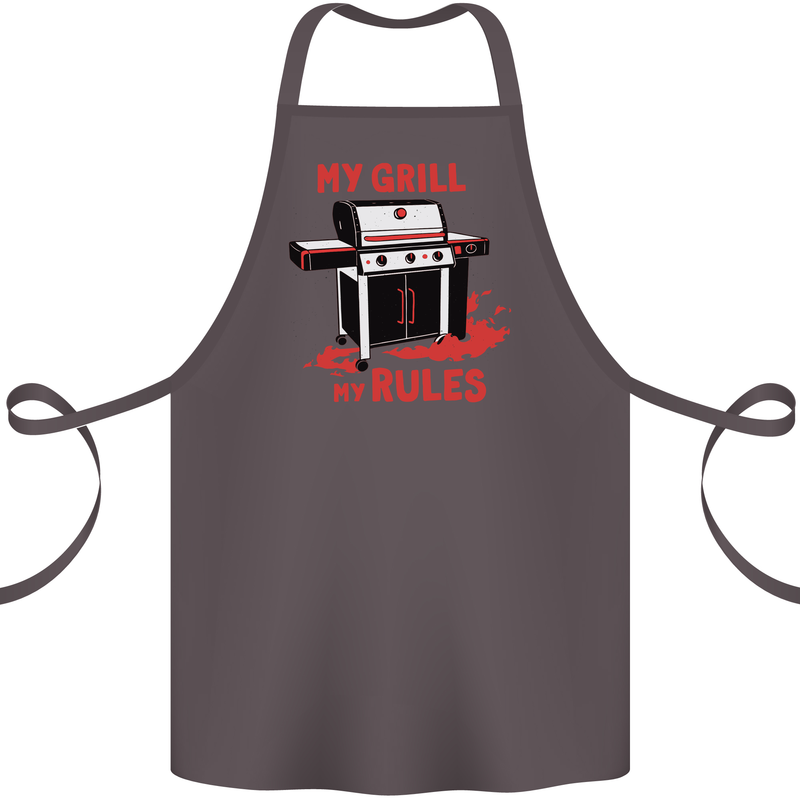 My Grill My Rules Funny BBQ Cotton Apron 100% Organic Dark Grey