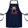 My Grill My Rules Funny BBQ Cotton Apron 100% Organic Navy Blue