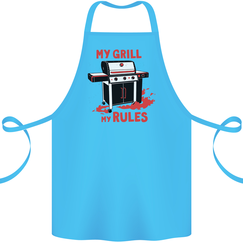 My Grill My Rules Funny BBQ Cotton Apron 100% Organic Turquoise