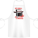 My Grill My Rules Funny BBQ Cotton Apron 100% Organic White