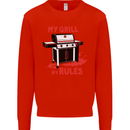 My Grill My Rules Funny BBQ Kids Sweatshirt Jumper Bright Red