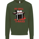 My Grill My Rules Funny BBQ Kids Sweatshirt Jumper Forest Green