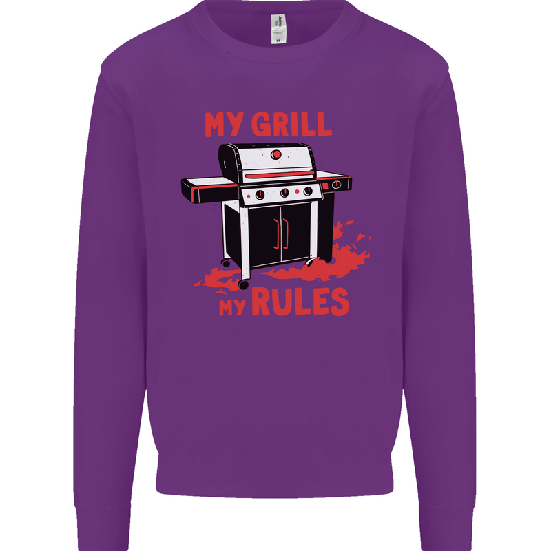 My Grill My Rules Funny BBQ Kids Sweatshirt Jumper Purple