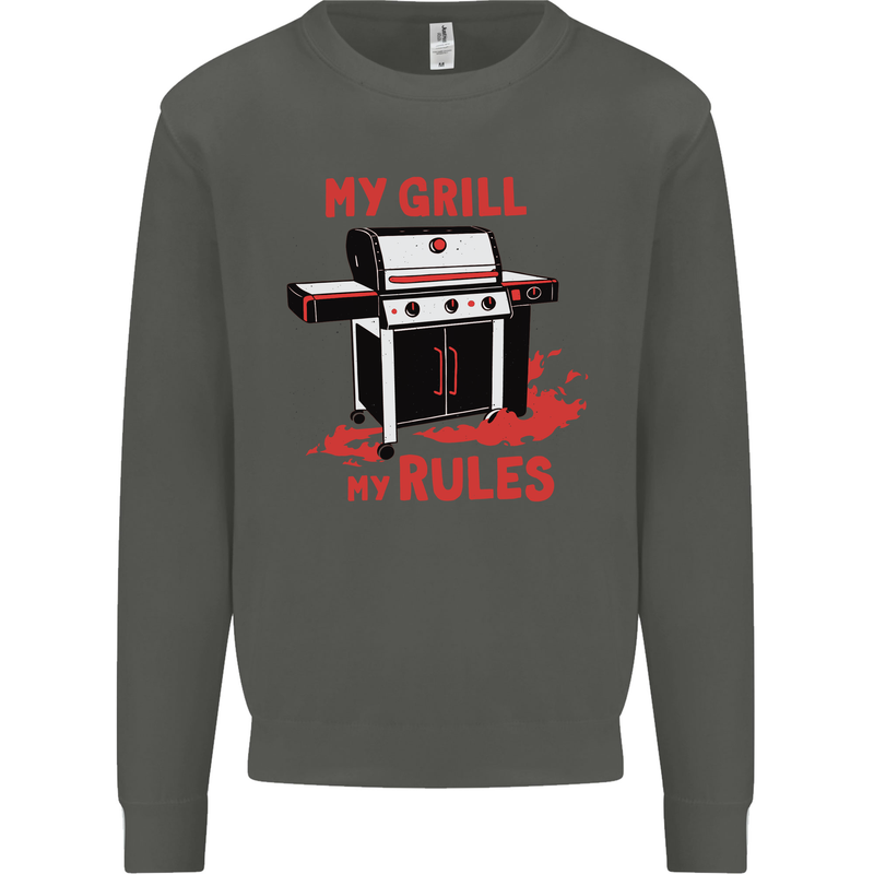 My Grill My Rules Funny BBQ Kids Sweatshirt Jumper Storm Grey
