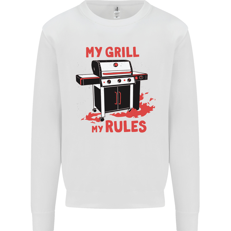 My Grill My Rules Funny BBQ Kids Sweatshirt Jumper White