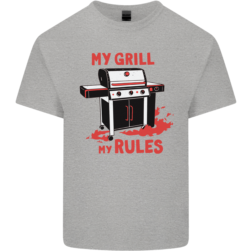 My Grill My Rules Funny BBQ Kids T-Shirt Childrens Sports Grey