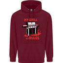 My Grill My Rules Funny BBQ Mens 80% Cotton Hoodie Maroon