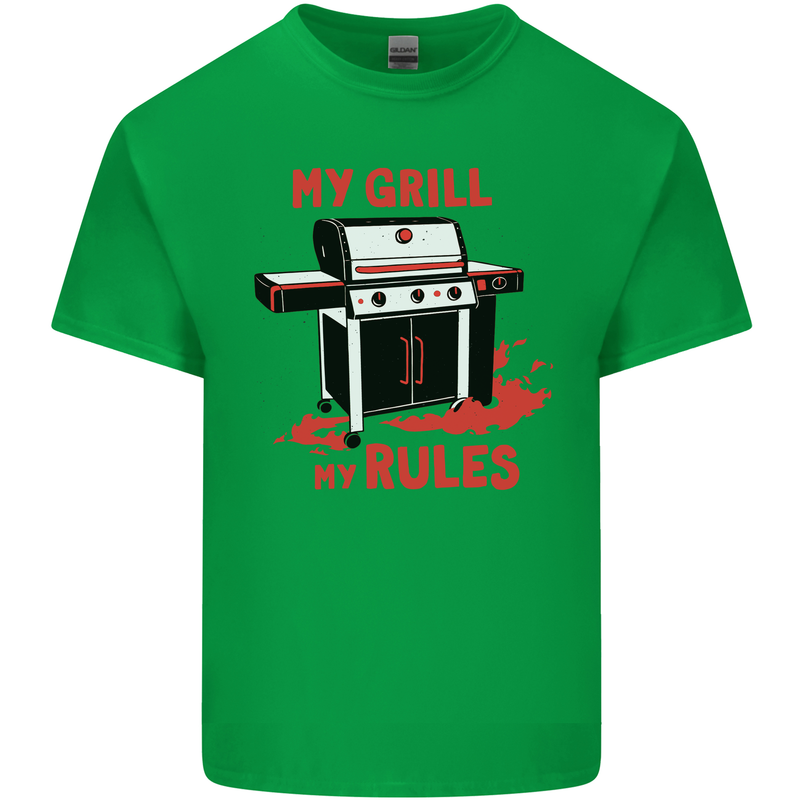 My Grill My Rules Funny BBQ Mens Cotton T-Shirt Tee Top Irish Green