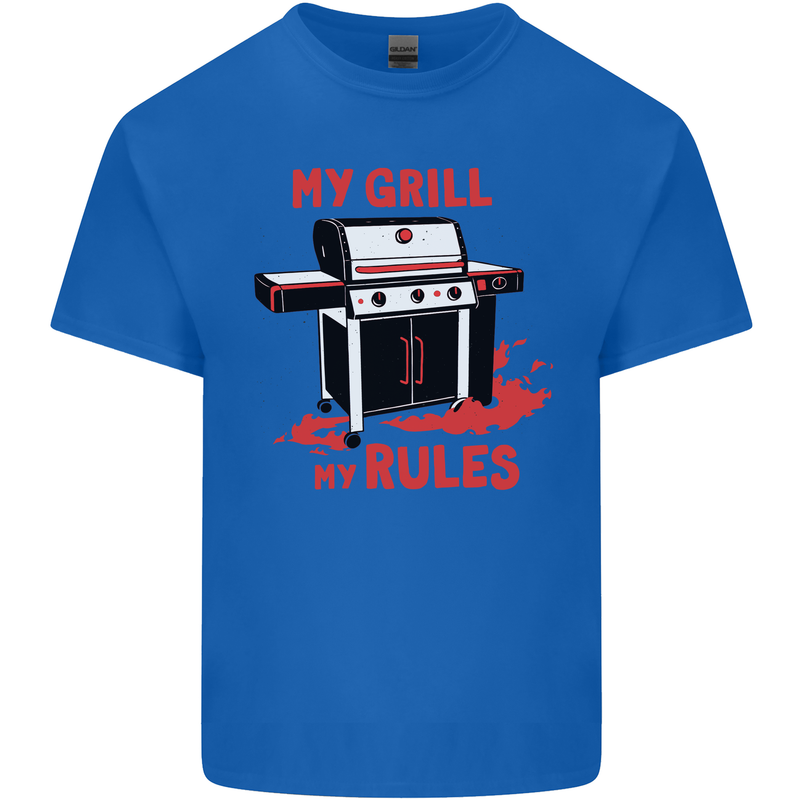 My Grill My Rules Funny BBQ Mens Cotton T-Shirt Tee Top Royal Blue