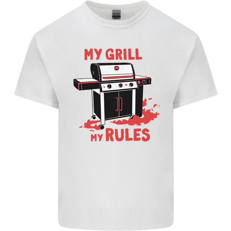 My Grill My Rules Funny BBQ Mens Cotton T-Shirt Tee Top White