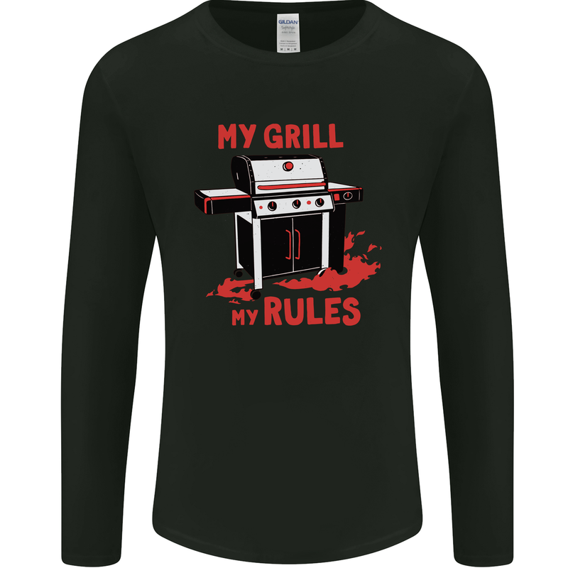 My Grill My Rules Funny BBQ Mens Long Sleeve T-Shirt Black