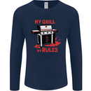 My Grill My Rules Funny BBQ Mens Long Sleeve T-Shirt Navy Blue