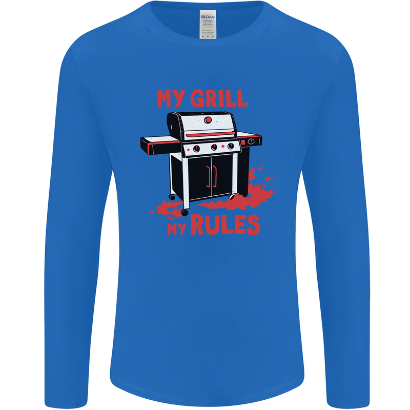 My Grill My Rules Funny BBQ Mens Long Sleeve T-Shirt Royal Blue