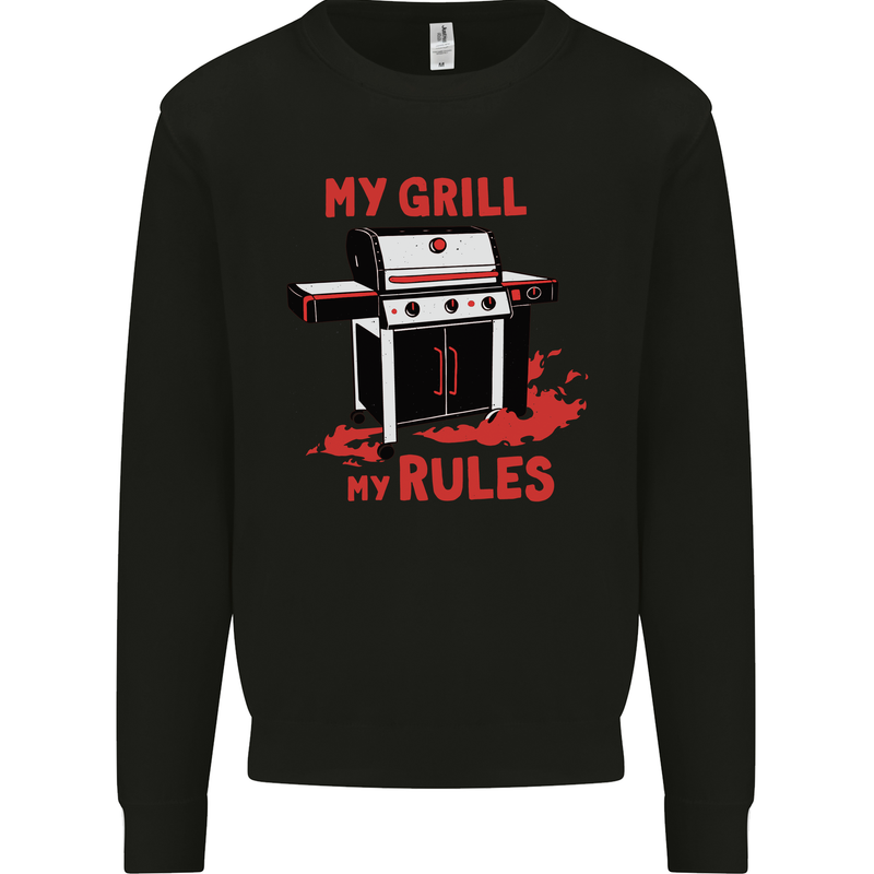 My Grill My Rules Funny BBQ Mens Sweatshirt Jumper Black