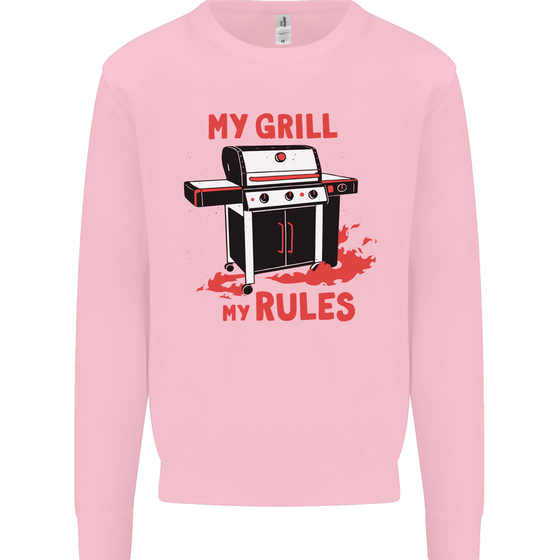 My Grill My Rules Funny BBQ Mens Sweatshirt Jumper Light Pink