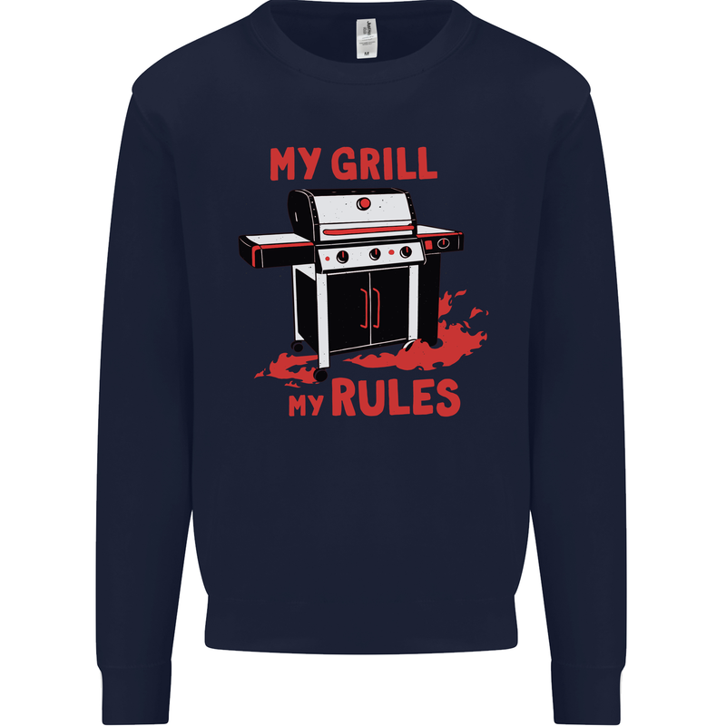 My Grill My Rules Funny BBQ Mens Sweatshirt Jumper Navy Blue