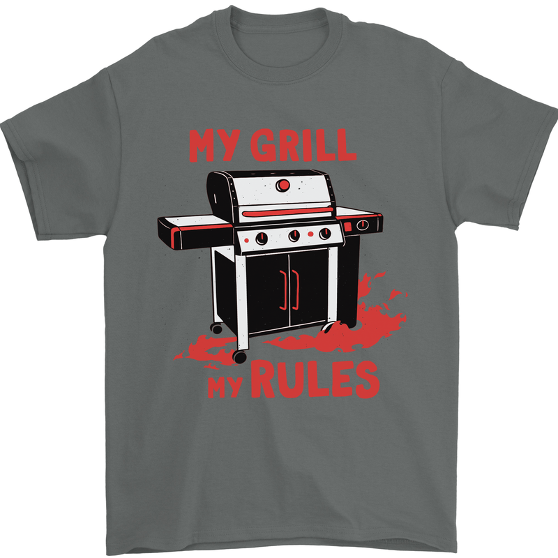 My Grill My Rules Funny BBQ Mens T-Shirt 100% Cotton Charcoal