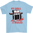 My Grill My Rules Funny BBQ Mens T-Shirt 100% Cotton Light Blue