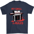 My Grill My Rules Funny BBQ Mens T-Shirt 100% Cotton Navy Blue